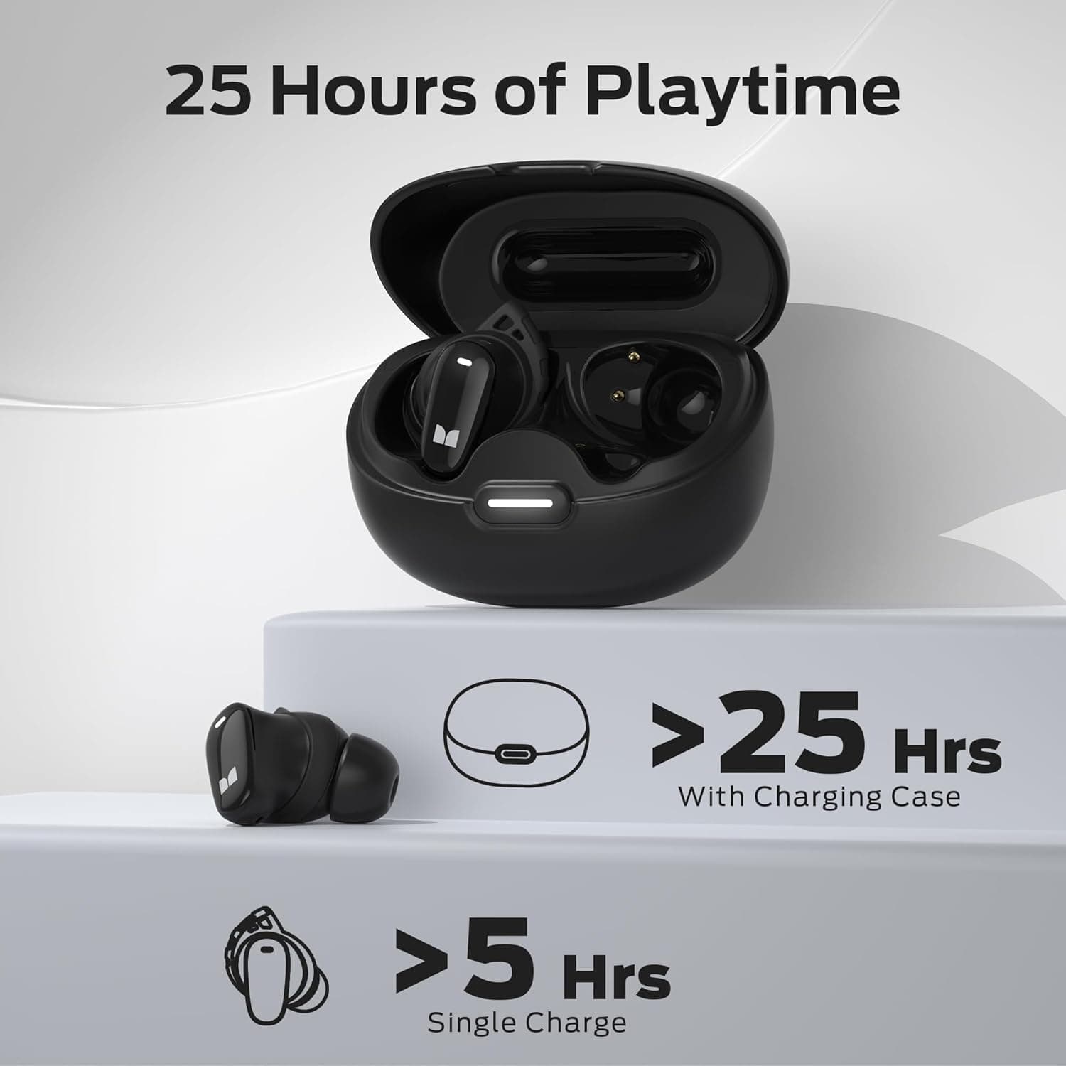 Monster N-Lite 206 Wireless Earbuds Bluetooth 5.4 IPX6 Waterproof 25H Playtime view 3