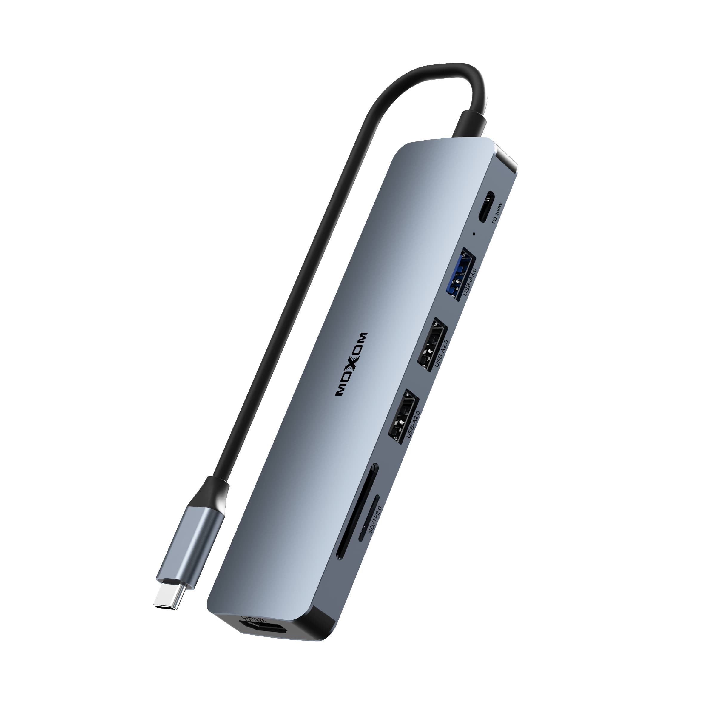 Moxom HX-HB07 7 In 1 USB 3.0 Hub With 100W PD, SD/TFF Card Reader LED Indicators view 1