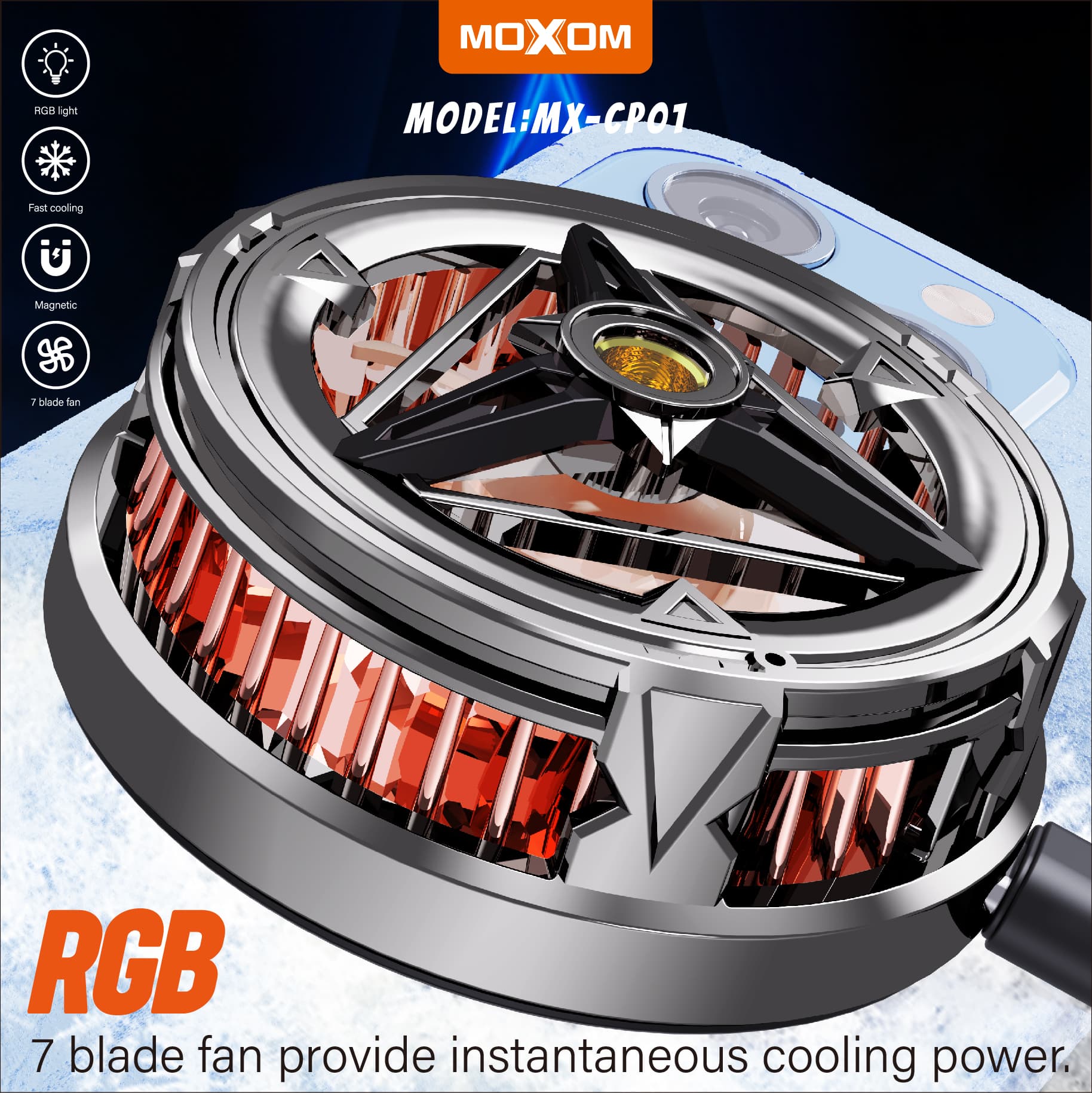 Moxom MX CP01 Magnetic Type-C Mobile Cooler ABS + Aluminum Alloy view 2