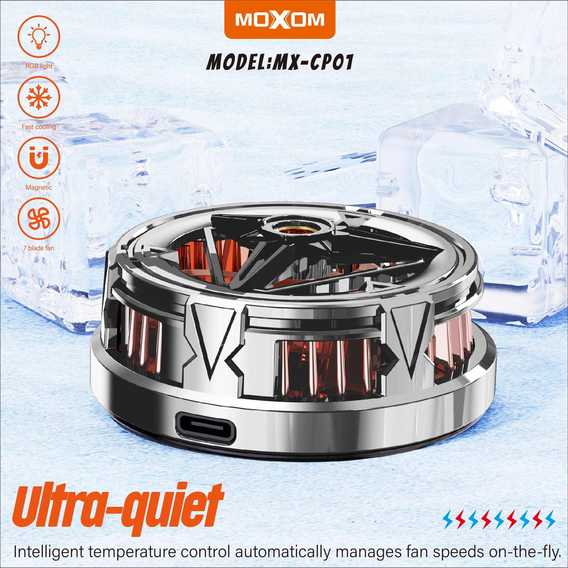 Moxom MX CP01 Magnetic Type-C Mobile Cooler ABS + Aluminum Alloy view 3