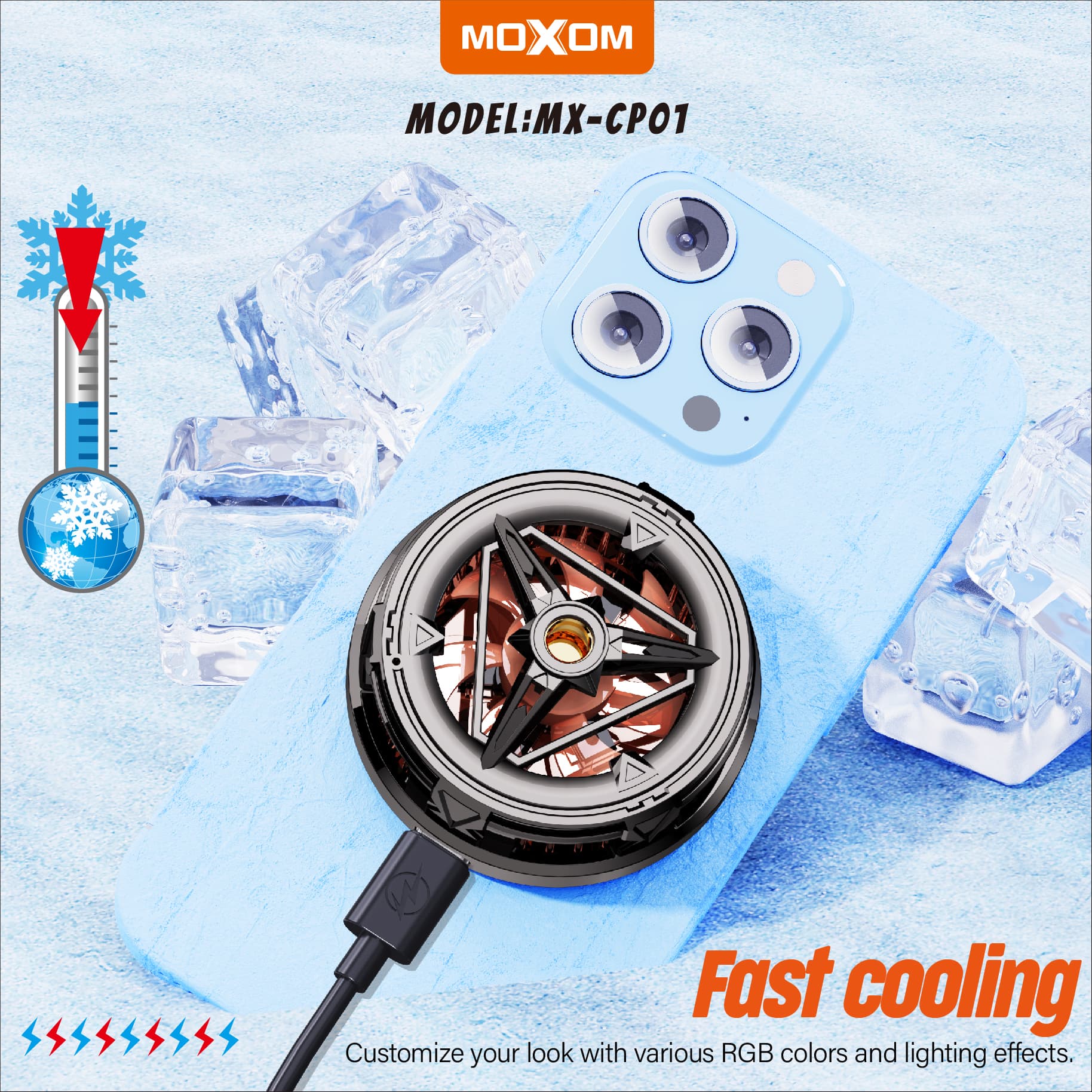 Moxom MX CP01 Magnetic Type-C Mobile Cooler ABS + Aluminum Alloy view 5