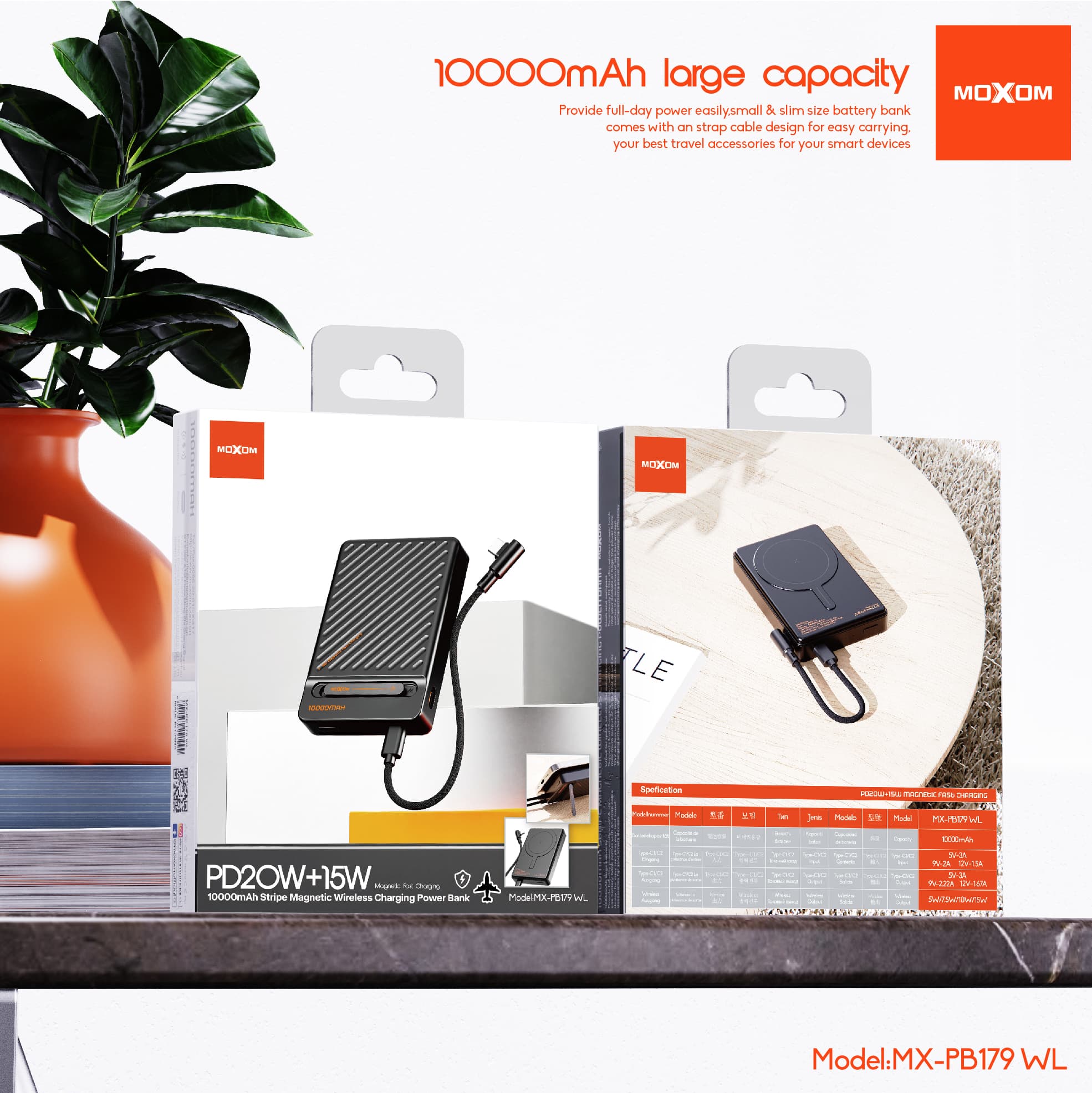 MOXOM MX-PB179 WL 10000mAh Magnetic Wireless Powerbank (PD 20W + 15W) view 5