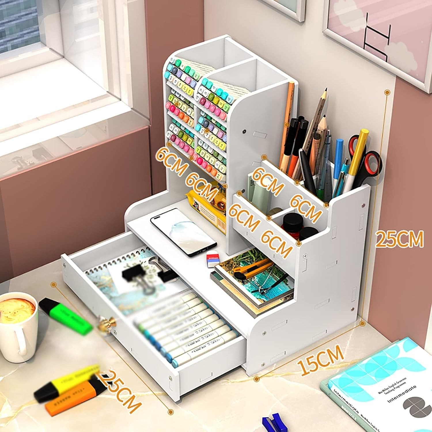 Multifunctional DIY Pen Organizer Desktop Holder For School, Office & Home view 1
