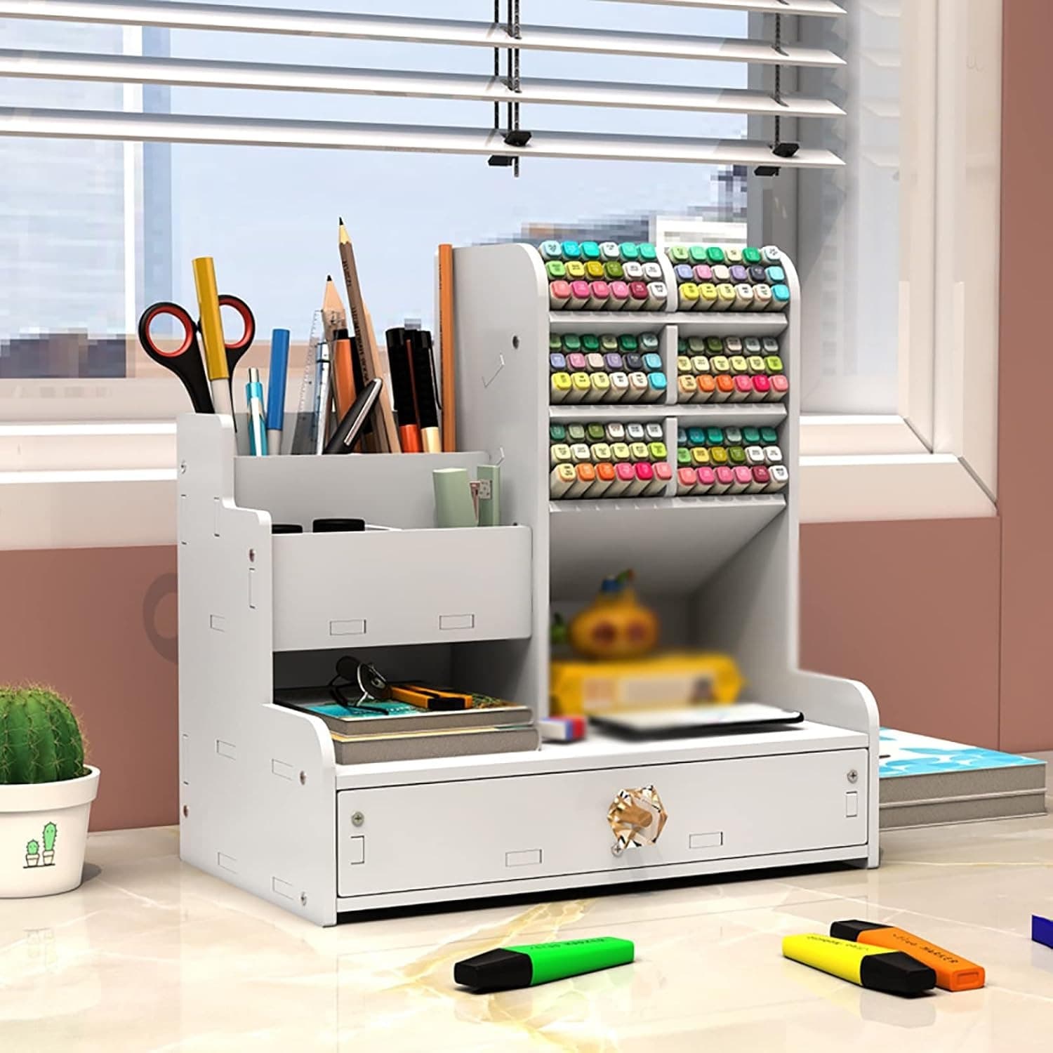 Multifunctional DIY Pen Organizer Desktop Holder For School, Office & Home view 3