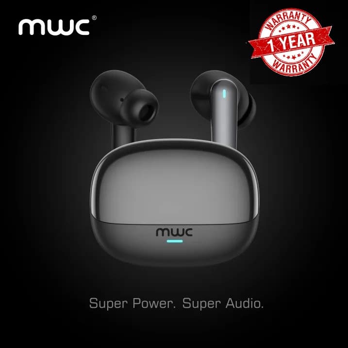 MWC ASVA Pro Ultra Premium Bluetooth Earbuds TWS Hybrid ANC (6 Mics) 10mm Driver view 1