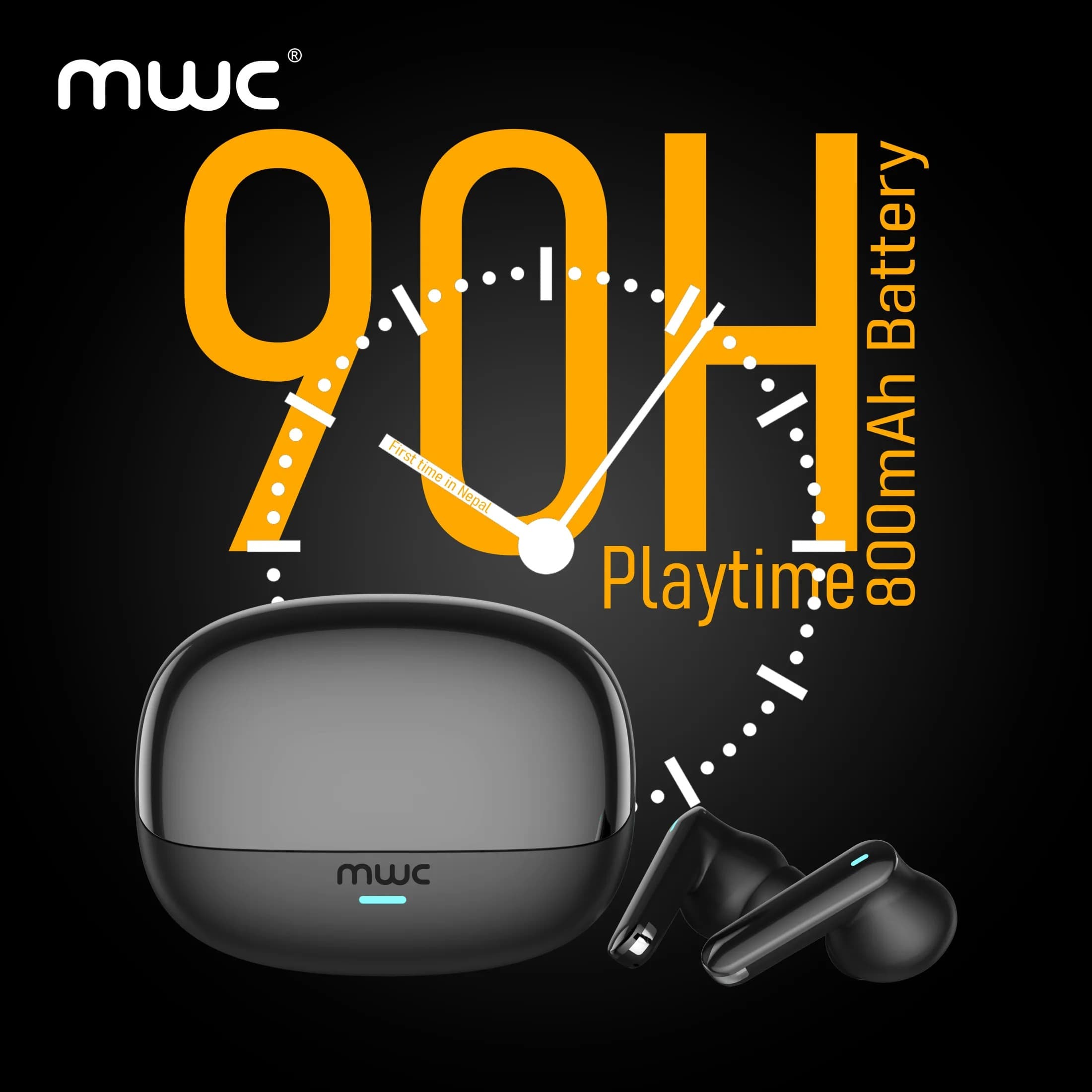 MWC ASVA Pro Ultra Premium Bluetooth Earbuds TWS Hybrid ANC (6 Mics) 10mm Driver view 2
