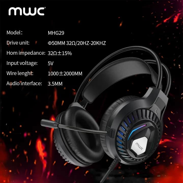 MWC MHG29 RGB Wired Gaming Headphone – 50mm Driver view 2