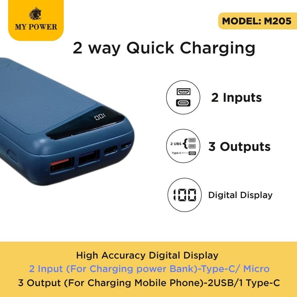 My Power M205 20000mah Powerbank Fast Charing PD Q.C 3.0 22.5w view 2