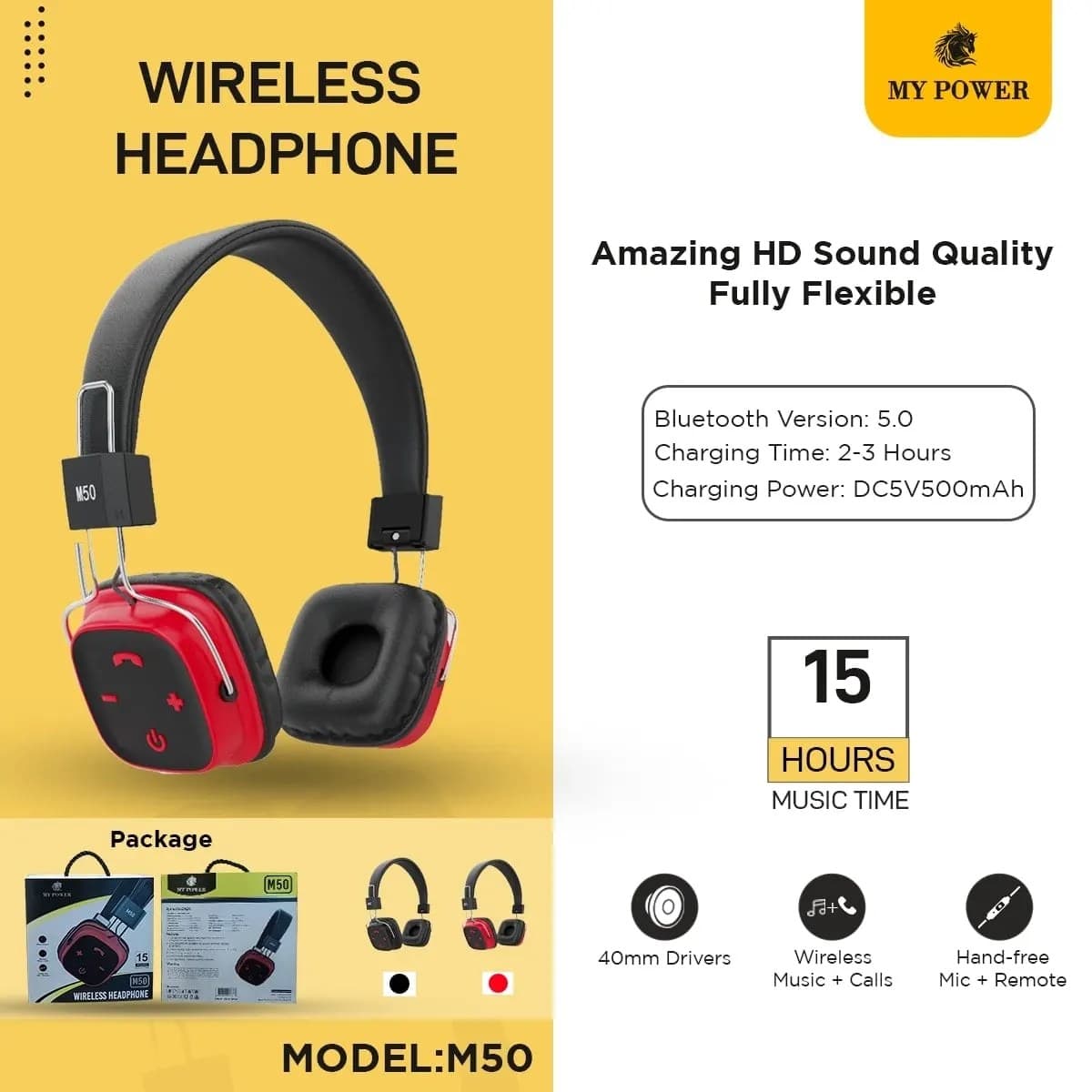 My Power M50 Wireless Bluetooth Headphone view 2