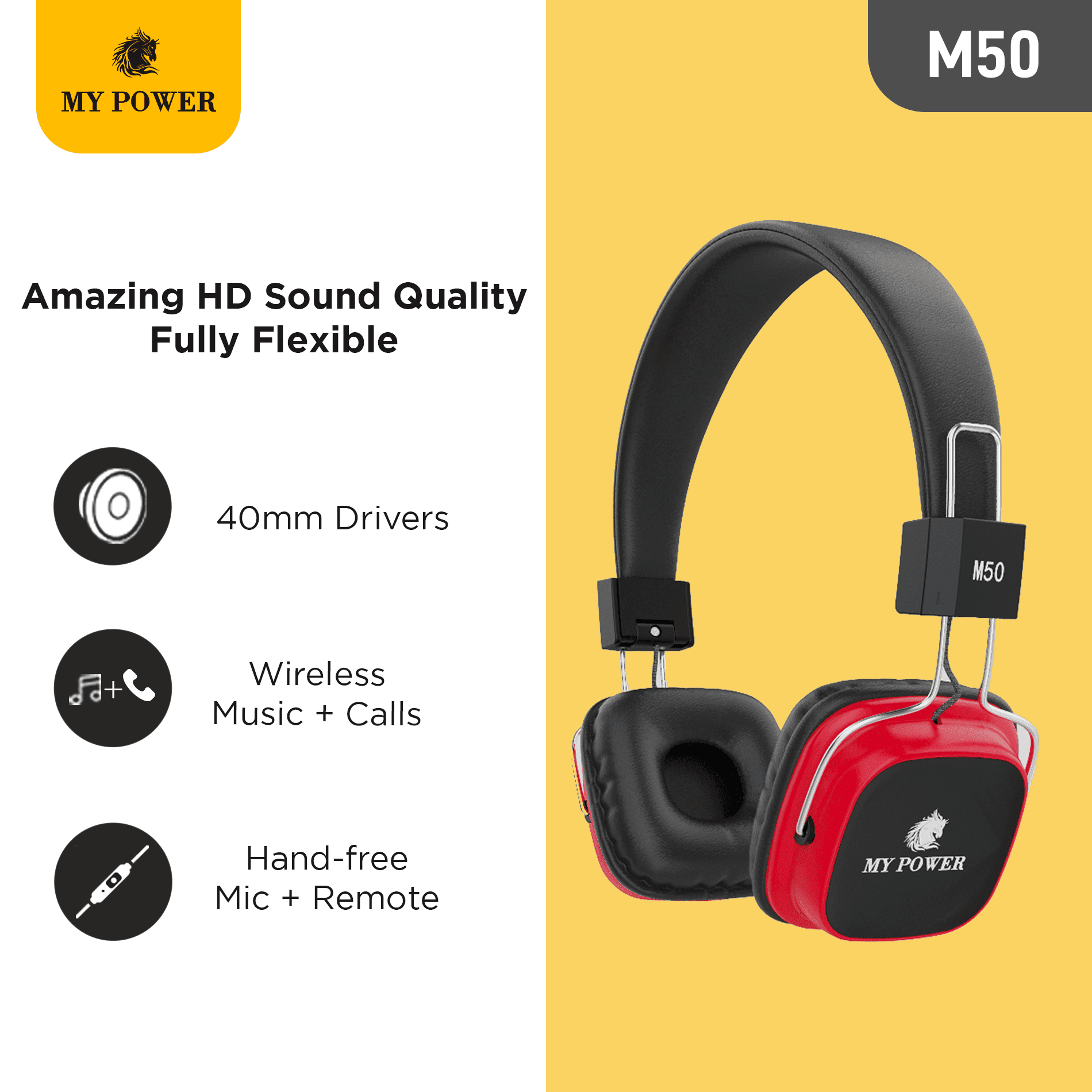 My Power M50 Wireless Bluetooth Headphone view 3