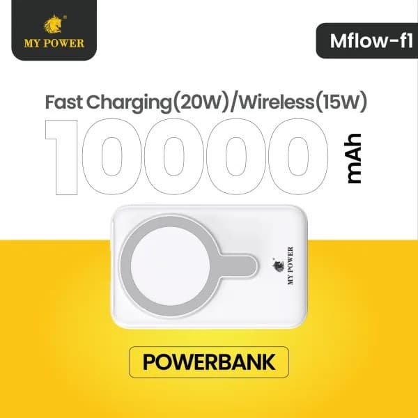 My Power Mflow F1 10000mAh Magnetic Wireless Powerbank With Attached Cable And Stand view 3