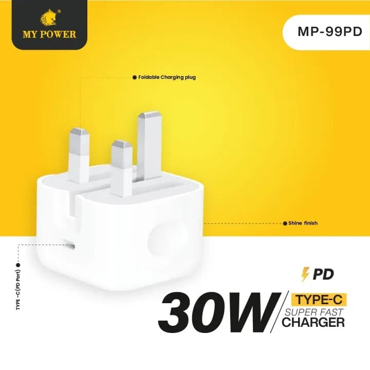 My Power MP99PD 30W Fast Charger With Power Delivery (PD) Technology Three-Pin Type-C Output view 2
