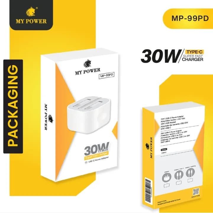 My Power MP99PD 30W Fast Charger With Power Delivery (PD) Technology Three-Pin Type-C Output view 4