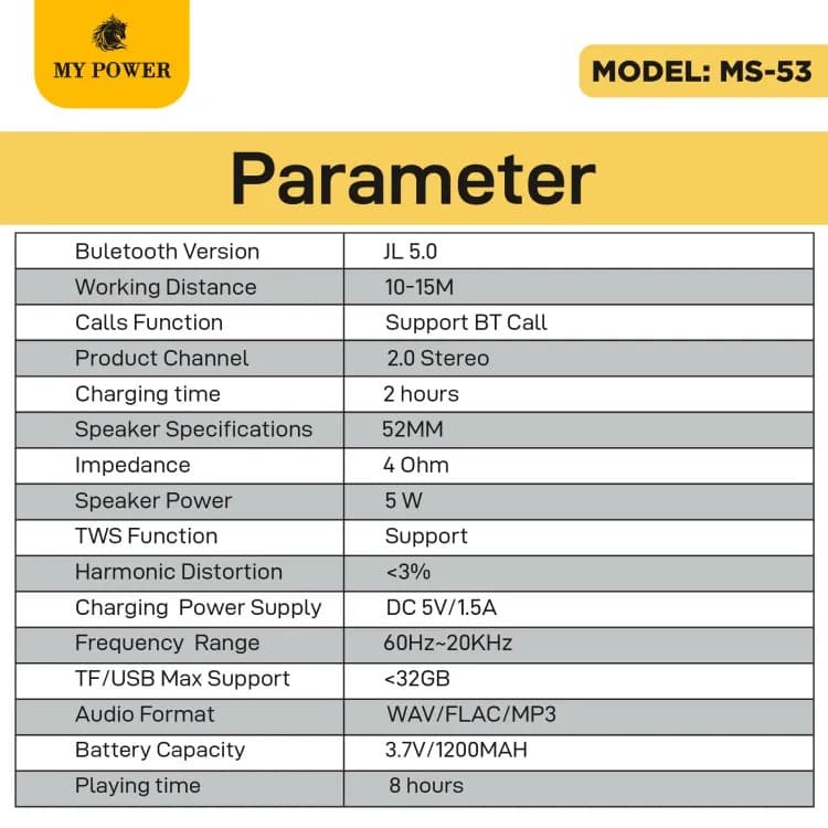 My Power MS53 Bluetooth Speaker view 3
