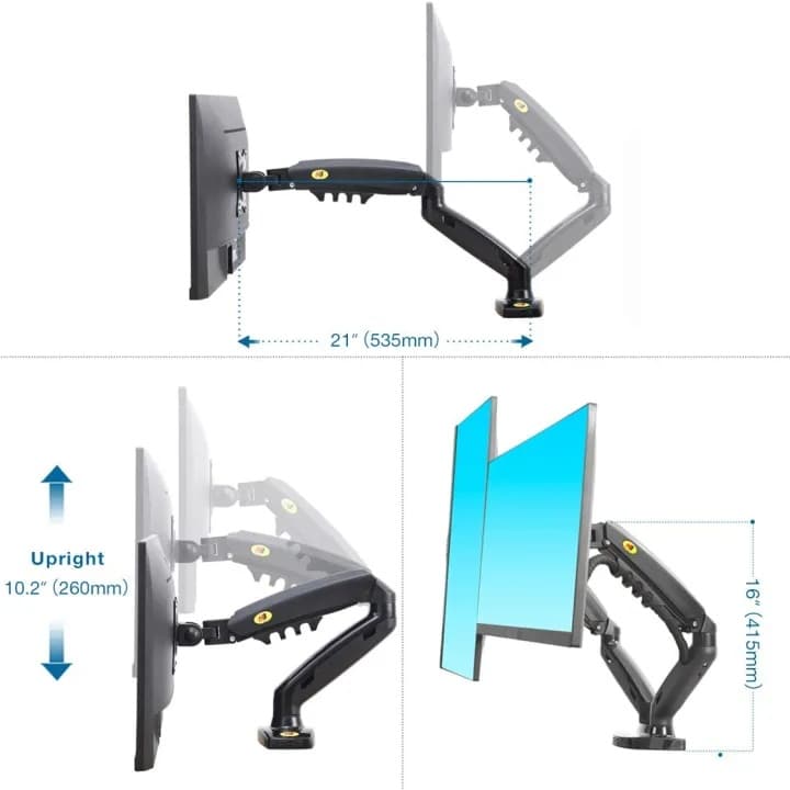 NB F160 NB F160 Full Motion Swivel Computer Monitor Arm For Two Screens 17-27 Inch view 3
