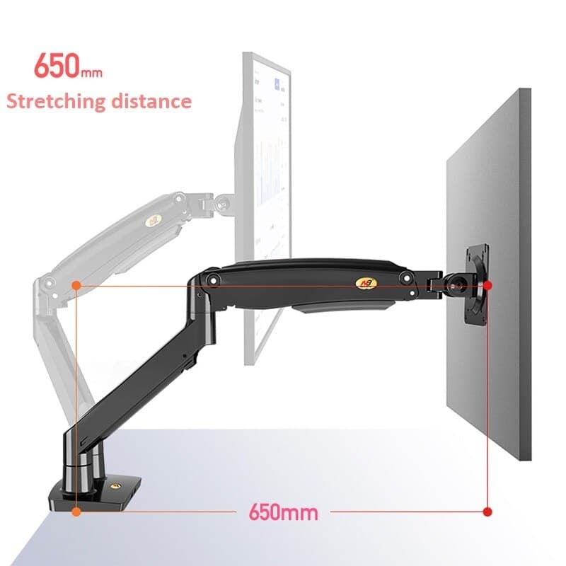 NB North Bayou F195A Full Motion Dual LCD LED Monitor Mount Gas Spring Arm view 4