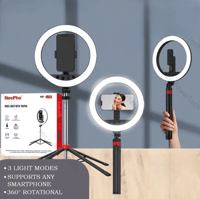 Neepho NP L15 Professional Ring Light Kit With Tripod Stand Selfie Stick view 1