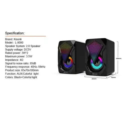 New Kisonli L-9090 Gaming Speaker With RGB Lights view 3