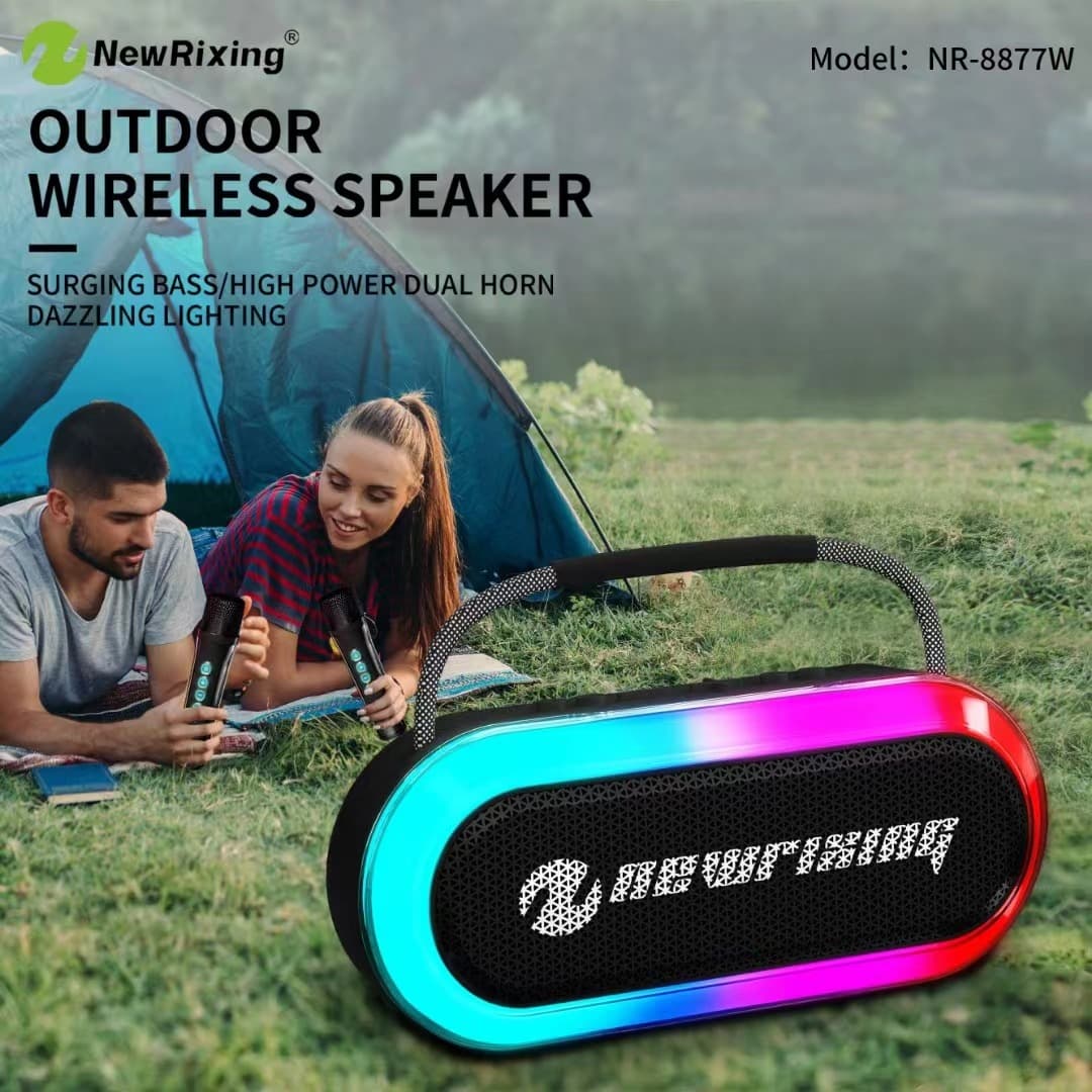 New Rixing NR-8877W Portable RGB Bluetooth Speaker with Dual Wireless Microphones view 2