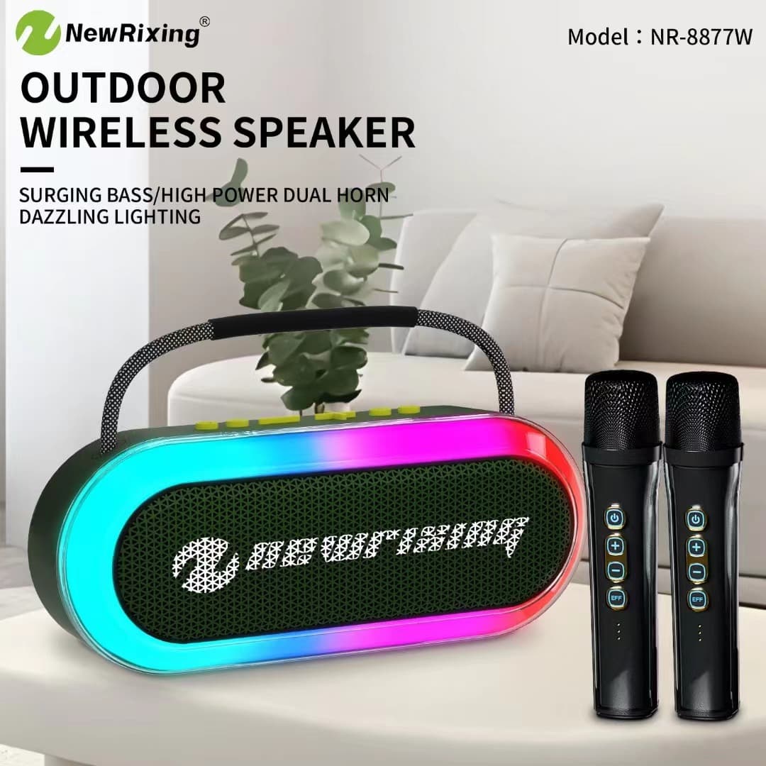 New Rixing NR-8877W Portable RGB Bluetooth Speaker with Dual Wireless Microphones view 3