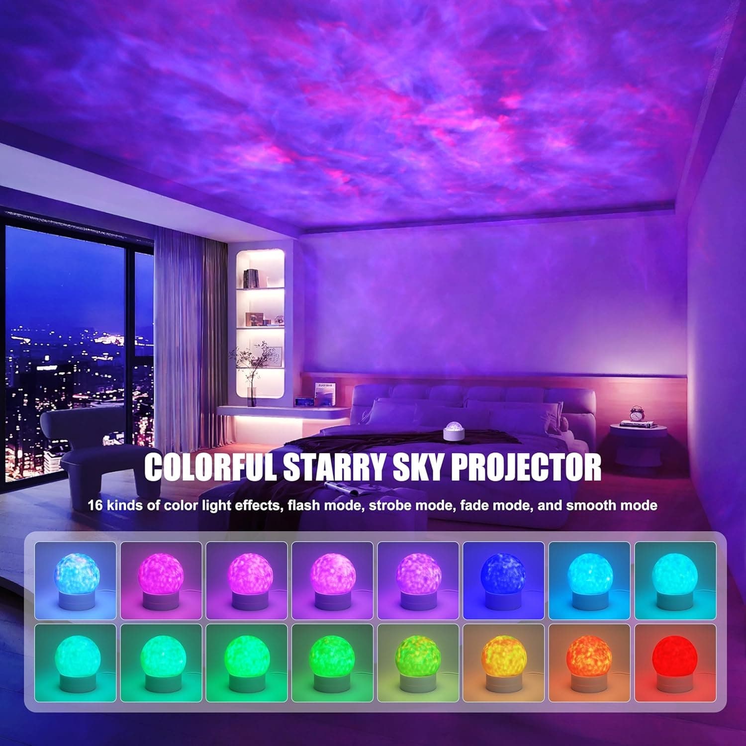 Northern Lights Night Light 16-Color Aurora Borealis Projector view 4