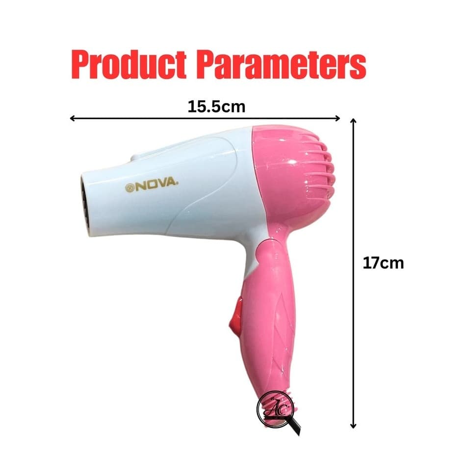 NOVA N658 Mini Foldable Low-Watt Hair Dryer – Pink view 4