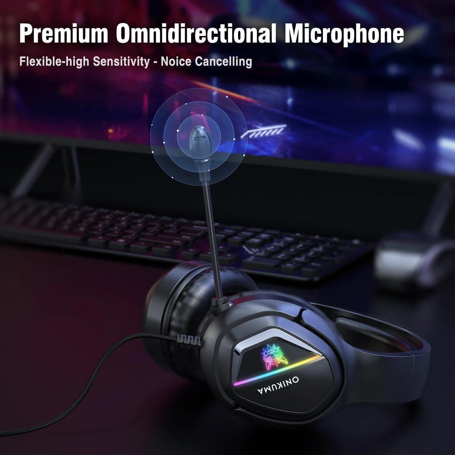 ONIKUMA X2 Gaming Headset RGB Lights 40mm Driver 3D Stereo Surround Sound With Microphone view 4