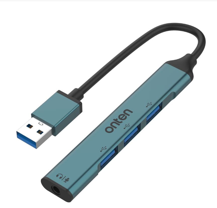 Onten 5706 4 IN 1 USB To USB 3 Port HUB With 3.5MM Jack Adapter Audio view 1