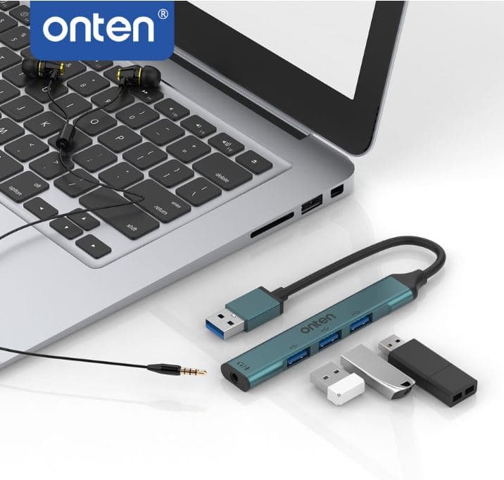 Onten 5706 4 IN 1 USB To USB 3 Port HUB With 3.5MM Jack Adapter Audio view 2