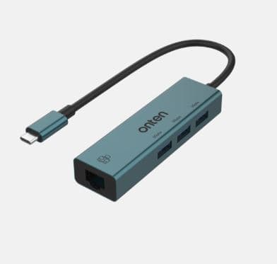 Onten 9595 USB-C to 3-Ports USB 3.0 Hub with 100M Ethernet Adapter view 1