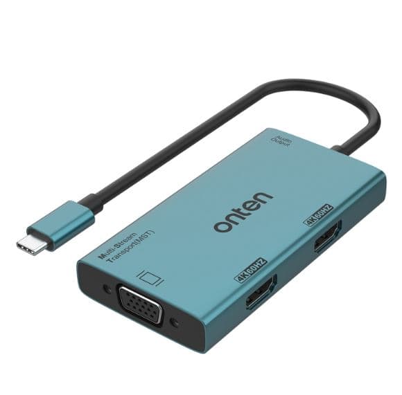 Onten M206 4K 60Hz 4 in 1 Type-C to Dual HDMI + VGA + 3.5mm Video Converter Adapter view 1