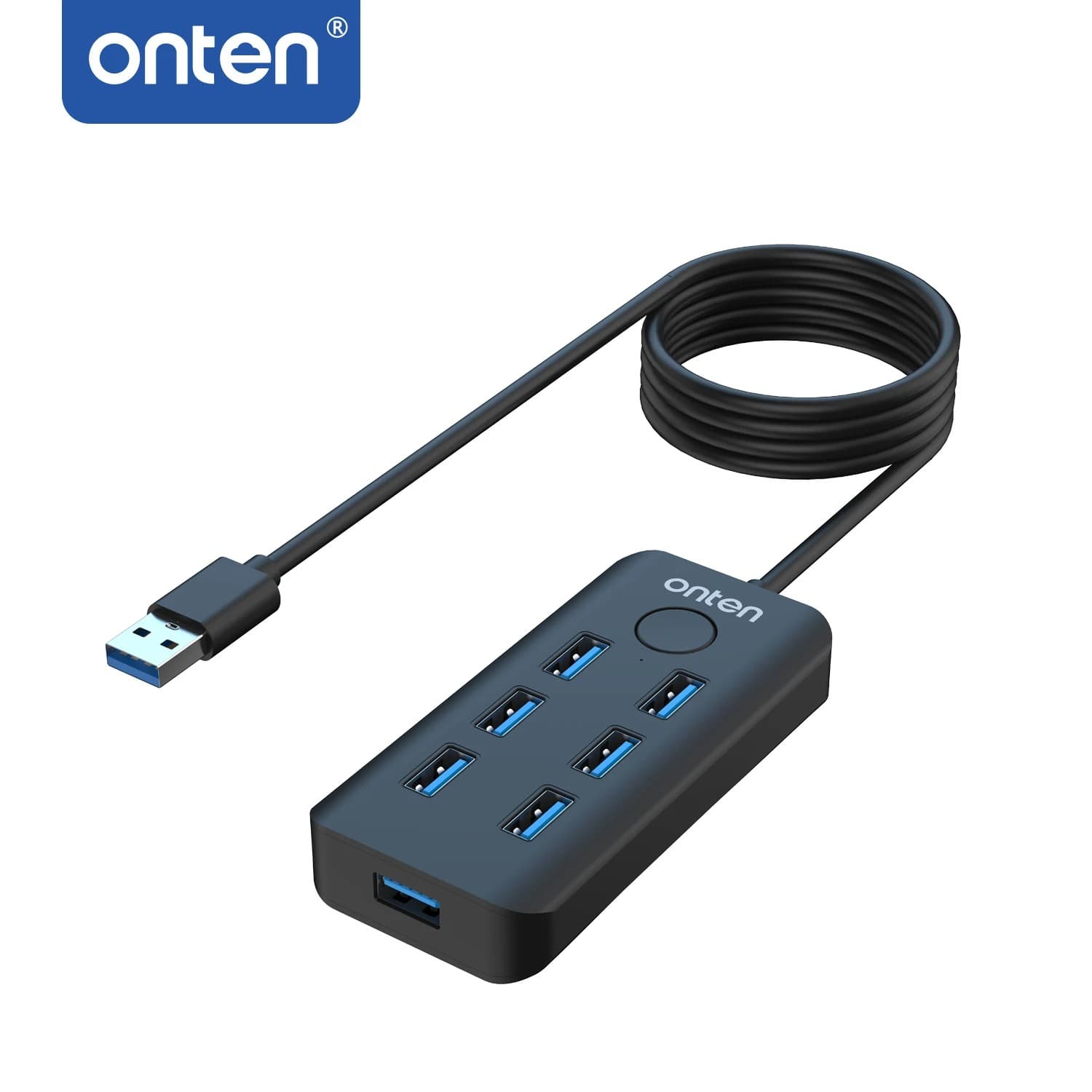 Onten OTN 8121 USB 3.2 Gen 1 6-Port 5G Hub with Ethernet card and One-click Lock Screen Button view 1