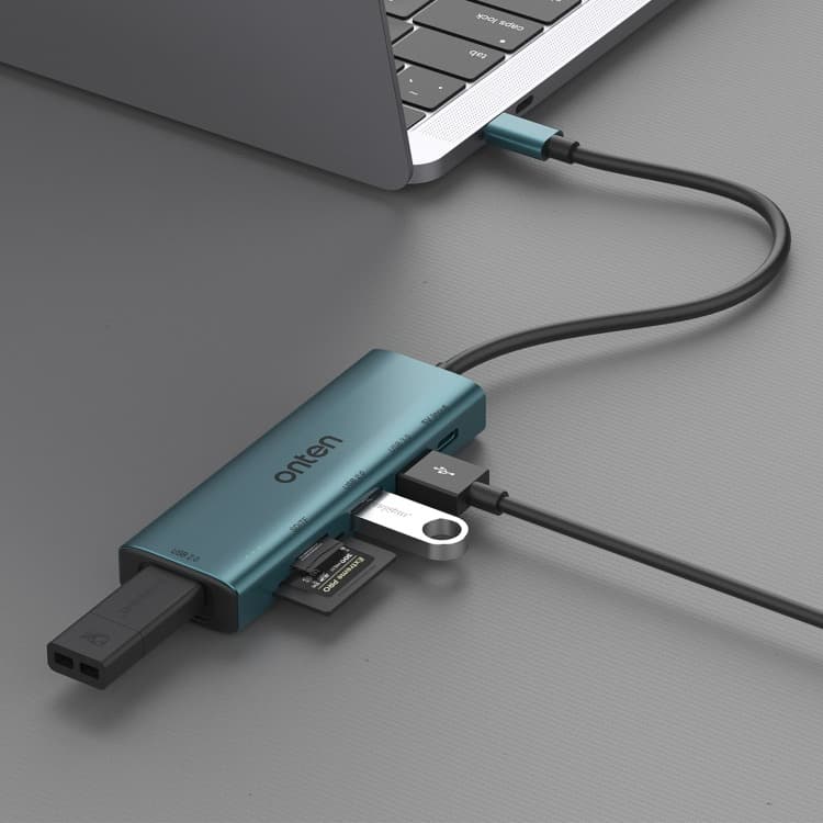Onten UC120 6 In 1 USB-C To SD / TF Card Reader With 3-Ports USB HUB & 5V Input view 2
