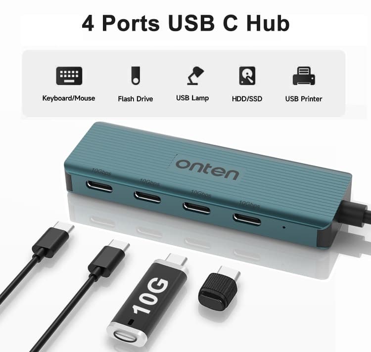 Onten UC620 10Gbps USB-C / Type-C to USB 3.2 Gen2 4 in 1 Multi-function HUB Docking Station view 3