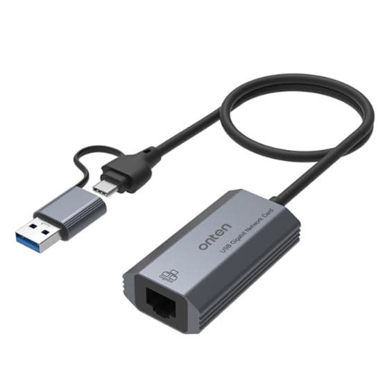 Onten UE101 2 in 1 USB3.0 Gigabit Network Card USB-C/Type-C to Network Port USB Hub view 1