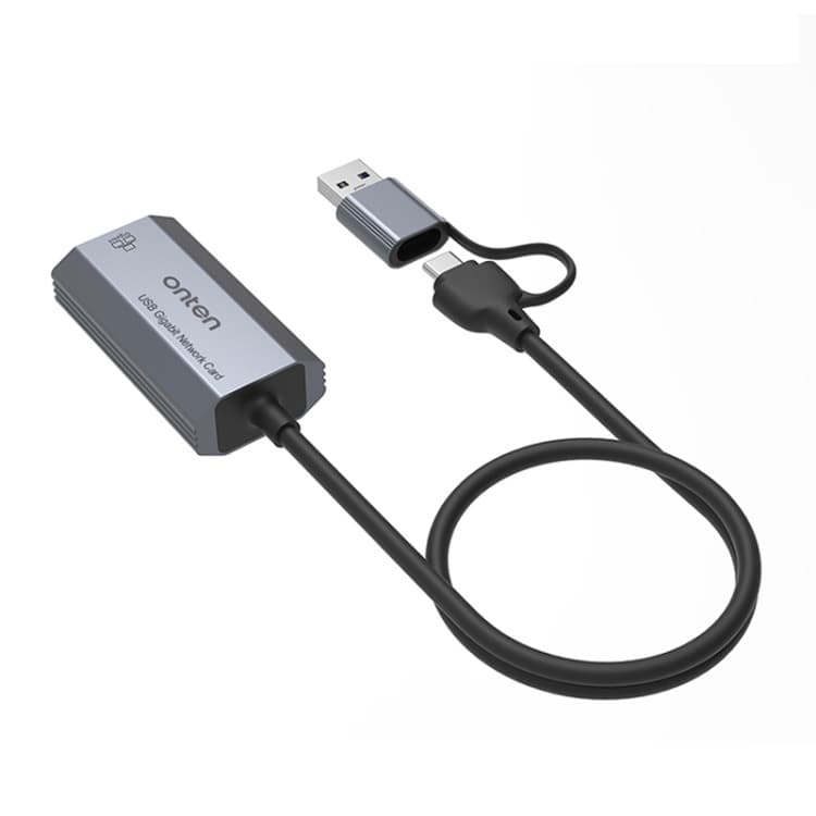 Onten UE101 2 in 1 USB3.0 Gigabit Network Card USB-C/Type-C to Network Port USB Hub view 2