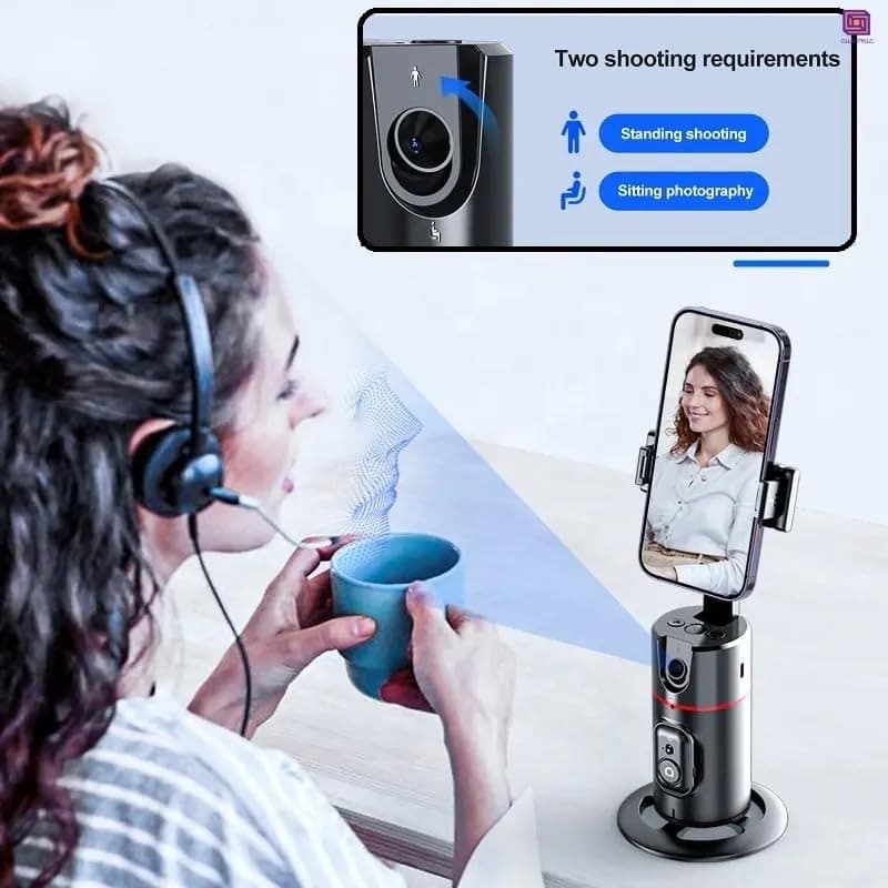 P02 AI Intelligent Tracker 360° Auto Face Tracking Smart Rotation Desktop Selfie Gimbal Stabilizer for Smartphone view 3
