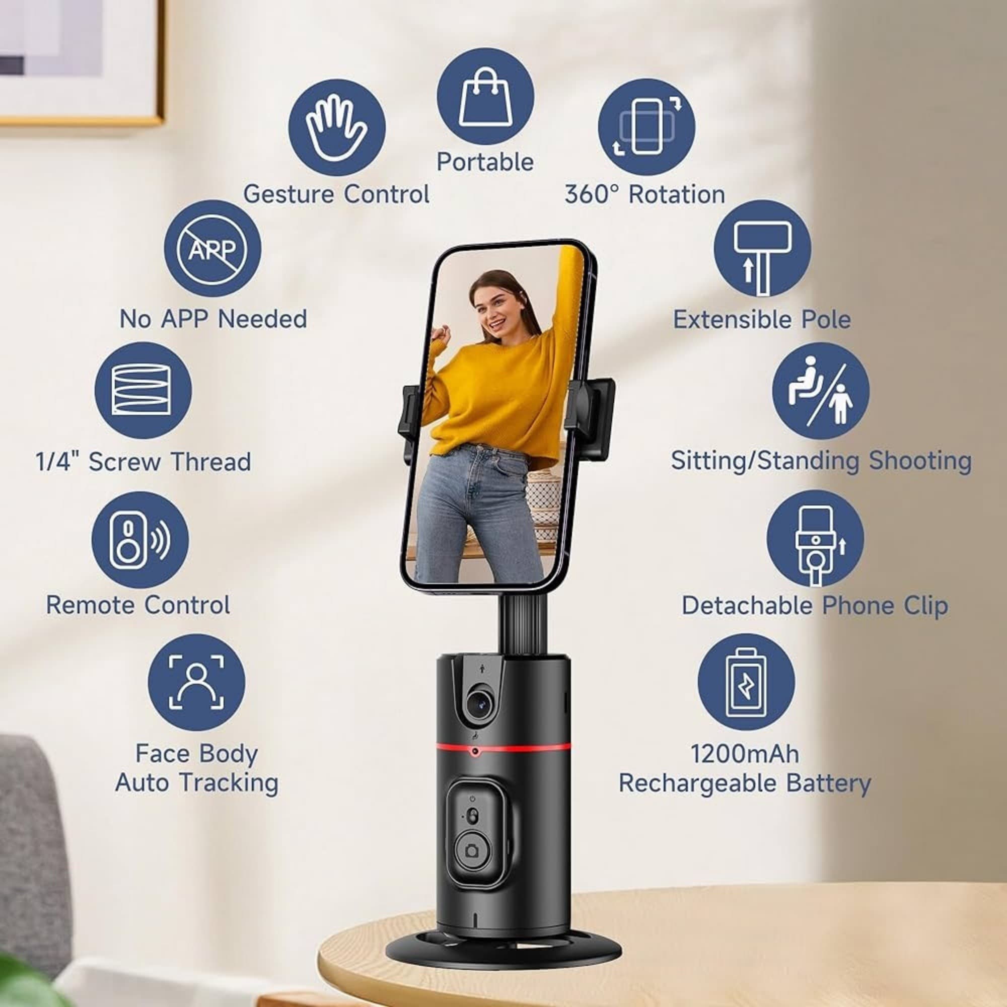 P02 AI Intelligent Tracker 360° Auto Face Tracking Smart Rotation Desktop Selfie Gimbal Stabilizer for Smartphone view 4