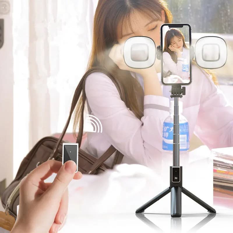 P40S F Wireless Foldable Mini Bluetooth Selfie Stick Tripod With Dual LED Fill Light view 2
