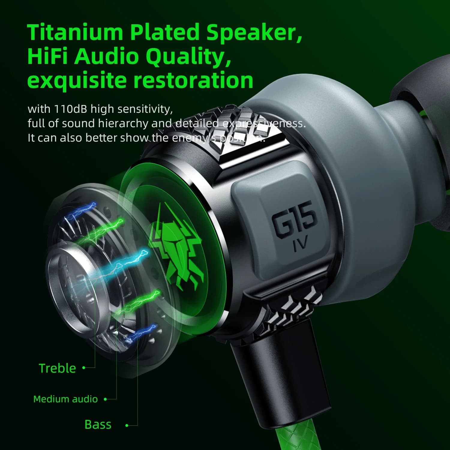 Plextone G15 IV Wired E-Sports Earphones With Foot First Audio Effect view 2