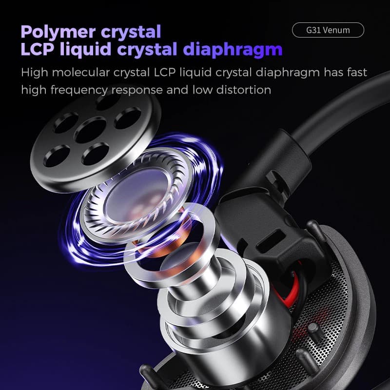 PLEXTONE G31 Venom Gaming Earphone With Mic 5th Gen Tracker Speaker & Earhook Design view 3