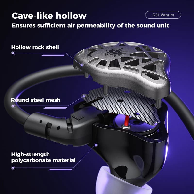 PLEXTONE G31 Venom Gaming Earphone With Mic 5th Gen Tracker Speaker & Earhook Design view 6