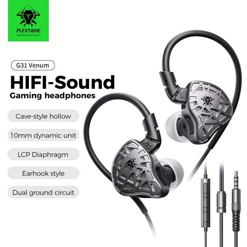 PLEXTONE G31 Venom Gaming Earphone With Mic 5th Gen Tracker Speaker & Earhook Design view 1