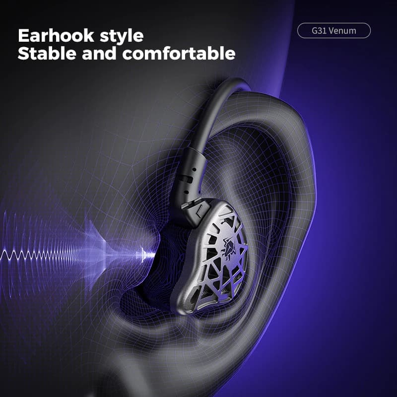 PLEXTONE G31 Venom Gaming Earphone With Mic 5th Gen Tracker Speaker & Earhook Design view 4