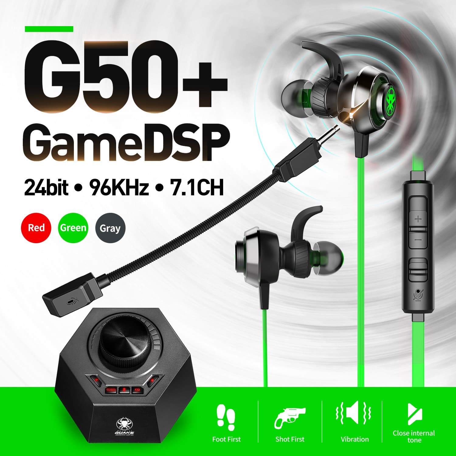 PLEXTONE G50 Quake Vibration Gaming Earphones with DSP Sound & Detachable Mic view 1