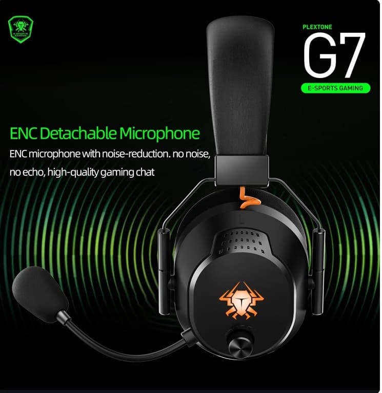 Plextone G7 RGB Chroma Wireless Bluetooth 5.1 Gaming Headset With ENC Detachable Mic view 2