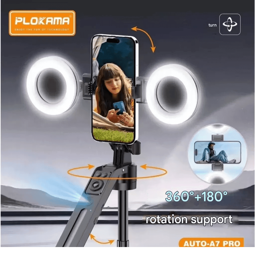 Plokama Auto A7 Pro AI Face Tracking 360° Rotate Tripod With LED Fill Light view 4