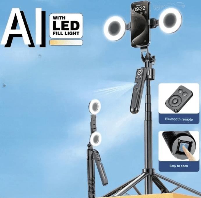 Plokama Auto A7 Pro AI Face Tracking 360° Rotate Tripod With LED Fill Light view 1
