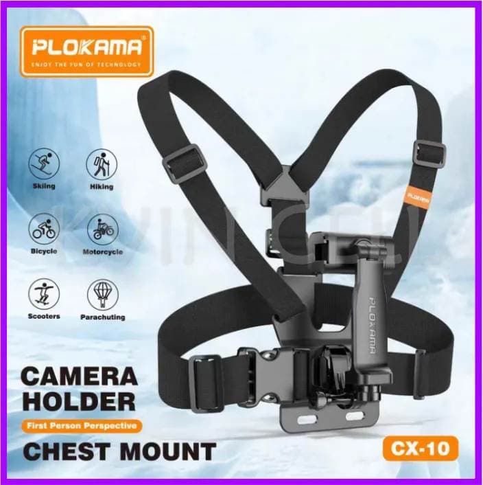 PLOKAMA CX10 Chest Strap Phone & Action Camera Mount 360° Adjustable view 1