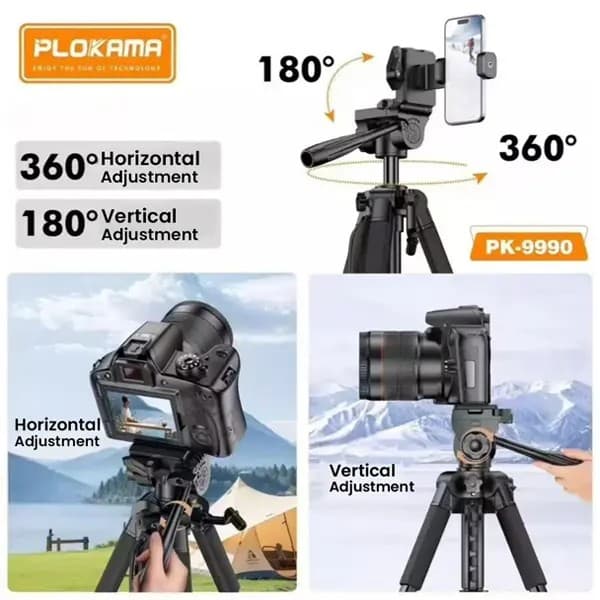 PLOKAMA PK 9990 Professional Tripod Stand for Camera And Mobile Phones view 4